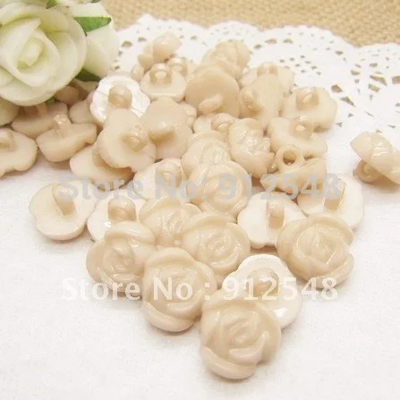 

14mm 100pcs Beige rose shape plastic buttons flower buttons for children garment ,mgh002