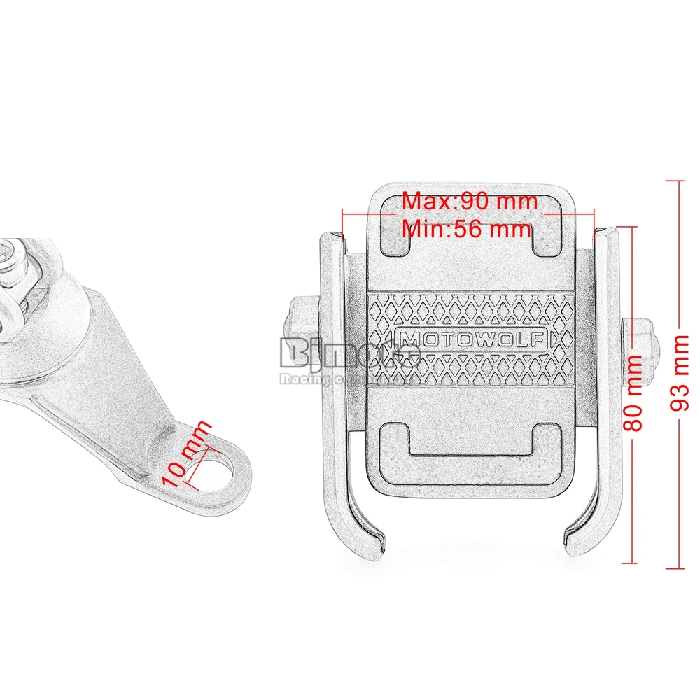 Bjmoto 4 дюйма-6,6 дюйма держатель для сотового телефона Мотоцикл 19-33 мм Руль заднего вида Зеркало Крепление Держатель для навигатора USB зарядное устройство