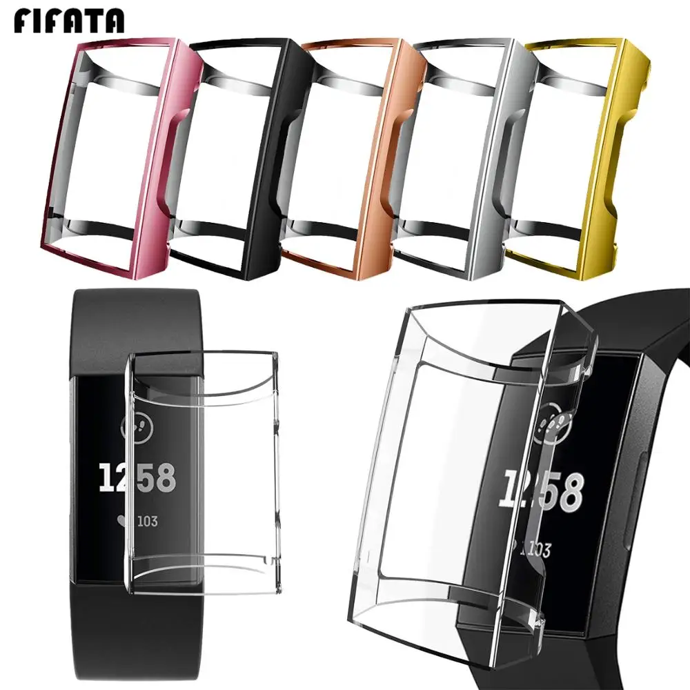 

FIFATA Soft TPU Silicone Case For Fitbit Charge 3 Case Protective Clear Case Cover Shell For Charge 3 Wristband Accessories