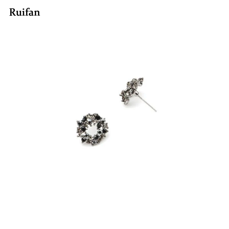 Ruifan цветок из натурального серебра 925 пробы Серьги-гвоздики для женщин черные кубические модные циркониевые серьги вечерние Ювелирные изделия Подарки YEA036