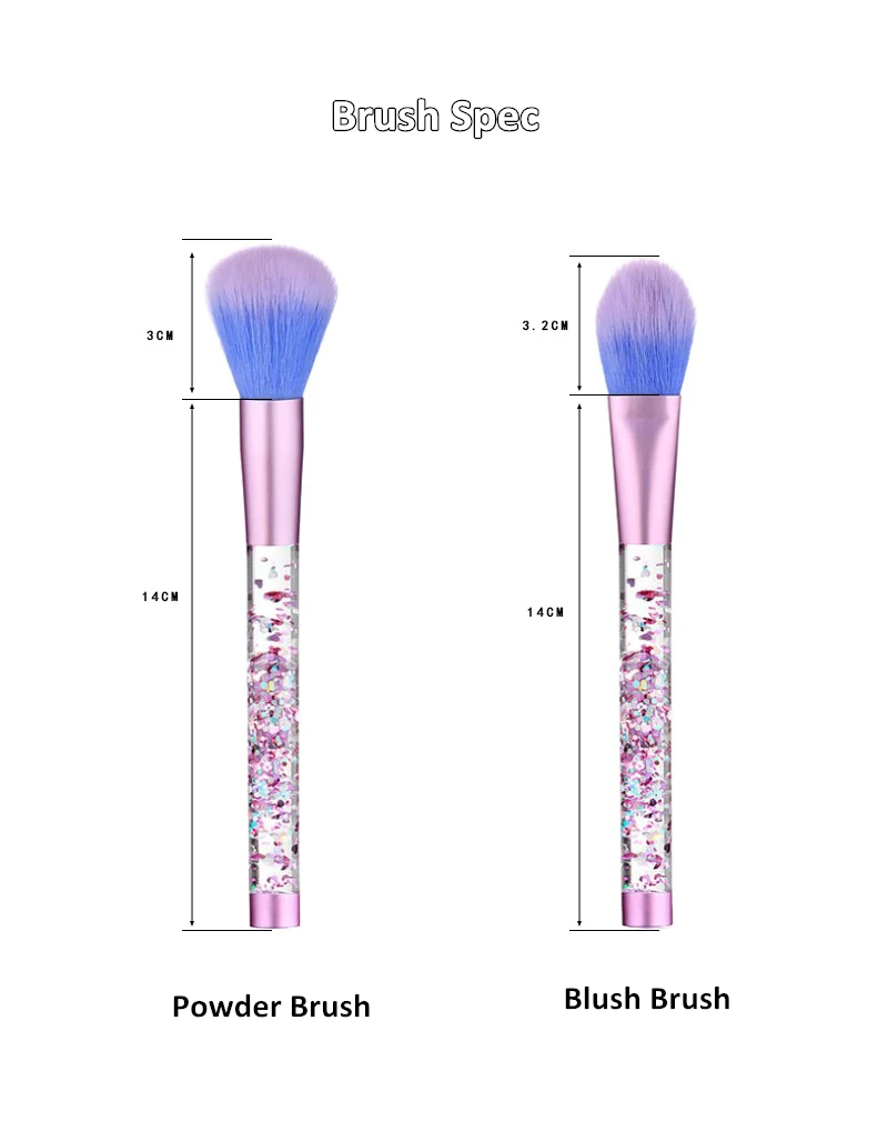 Блеск Макияж Кисти 7 шт./компл. прозрачный жидкости кисточка с кристаллами с пвх мешок Единорог Русалка pincel maquiagem