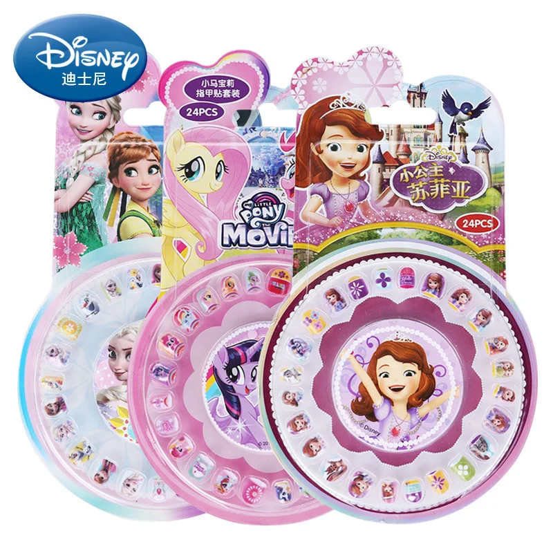 Disney Children's Dress Up Toy Cartoon Nail Sticker Frozen Sophia Princess Nail Piece Nail Art Toy Non-toxic
