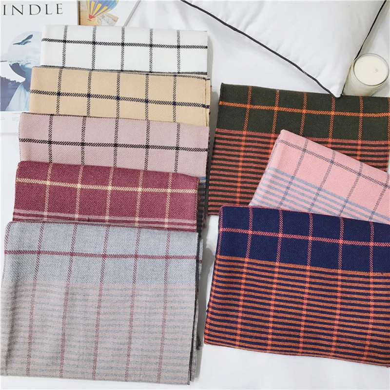 

Luna&Dolphin FashionWomen Cashmere Scarves 200x70cm England Strip Plaid Big Shawls Wraps Preppy Style Stole Shawl Pashmina