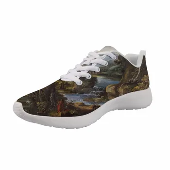 

2019 New Arrival Spring Women Sneakers Nurse Comfortable Flats Shoes White bottom Breathable Painting Art Printed Simon Vouet