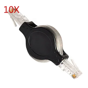 

10pcs JRGK Portable Retractable Ethernet LAN RJ45 Internet Network Patch Cable Black For Computer Router Cable 1m 3.28ft