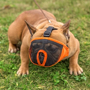 

Short Snout Pet Dog Muzzle Adjustable Breathable Mesh French Bulldog Pug Mouth Muzzle Mask Anti Bark Bite Chew Muzzles For Dogs