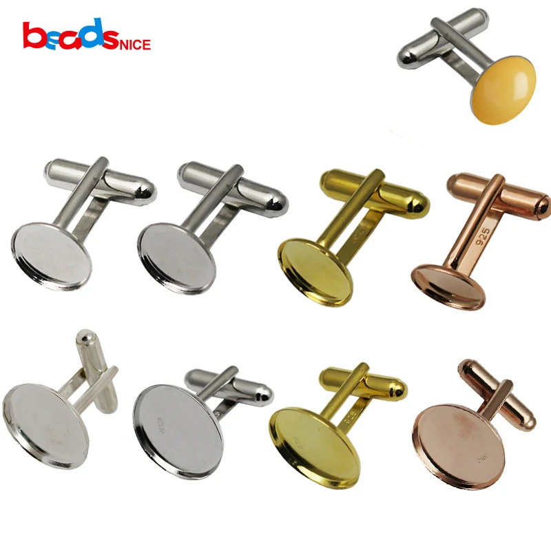 Beadsnice celistvý 925 mincovní stříbro knoflíčky velkoobchod závod cena francouzský cufflink backs s 18mm manžeta objímka blanks ID25014