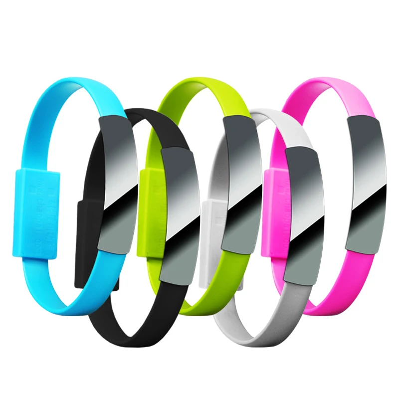 

Mini Short Flat Bracelet Micro USB Sync Data Charger Cable for iphone Android Phones Women Men Casual 2 in 1 Wristband Bracelet