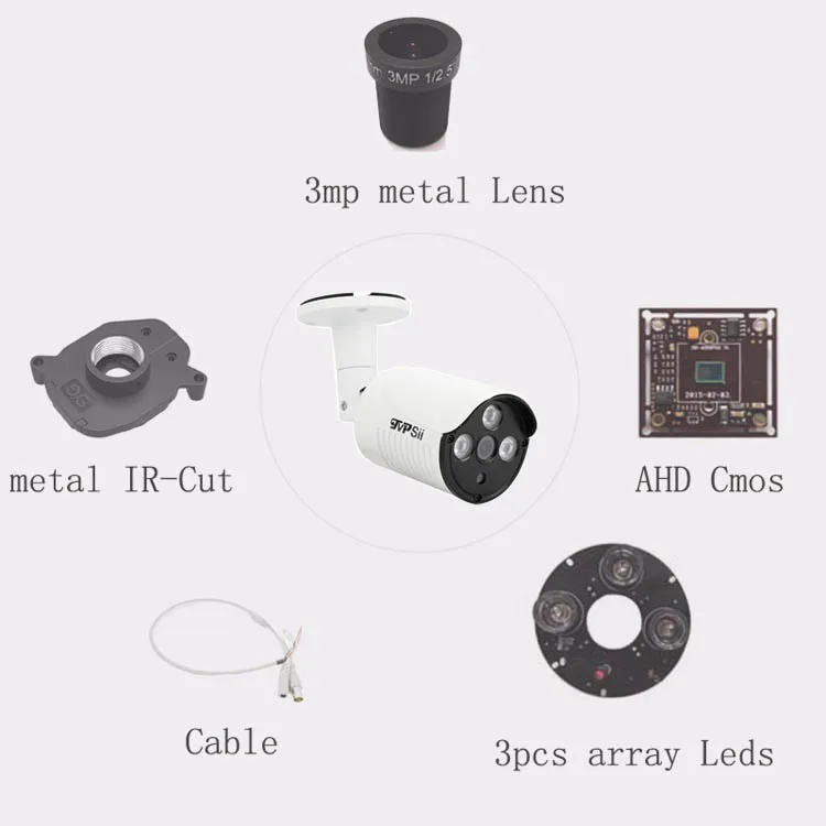 4pcs A Lot New Metal Case Three Array Leds 4MP 2MP 1.3MP 1MP Outdoor Waterproof AHD CCTV Surveillance Camera picture 09 (1)