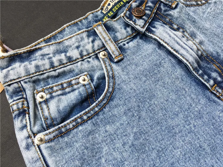 Новые модные голубые легкие прямые джинсы с высокой талией женские Мешковатые Джинсы бойфренда