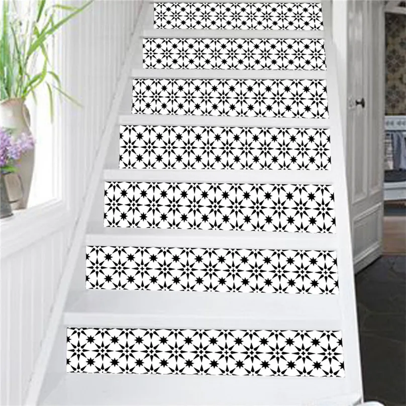 6pcs DIY Family Stickers Staircase Stair Riser Floor Sticker DIY Wall Decal Fashion Stairs Decal Home Decor #4A29 (2)