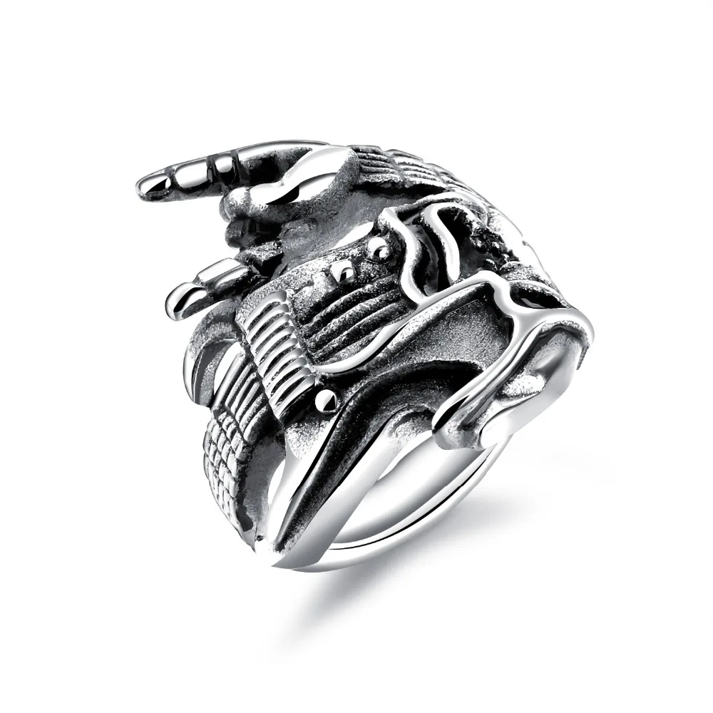 Personality Punk Men's Ring Guitar & skeleton Design Stainless Steel cool Male Boy Finger Band Jewelry Gift size 7-12