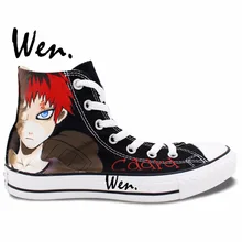 Wen Anime Hand Painted Shoes Design Custom Naruto Sabaku No Gaara Woman Man’s Birthday Gifts High Top Canvas Sneakers