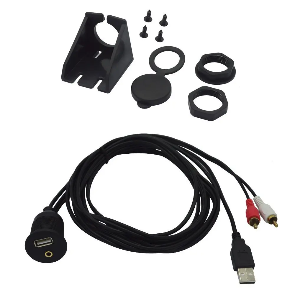 main USB and 2RCA AUX Dash Mount Extension Cable