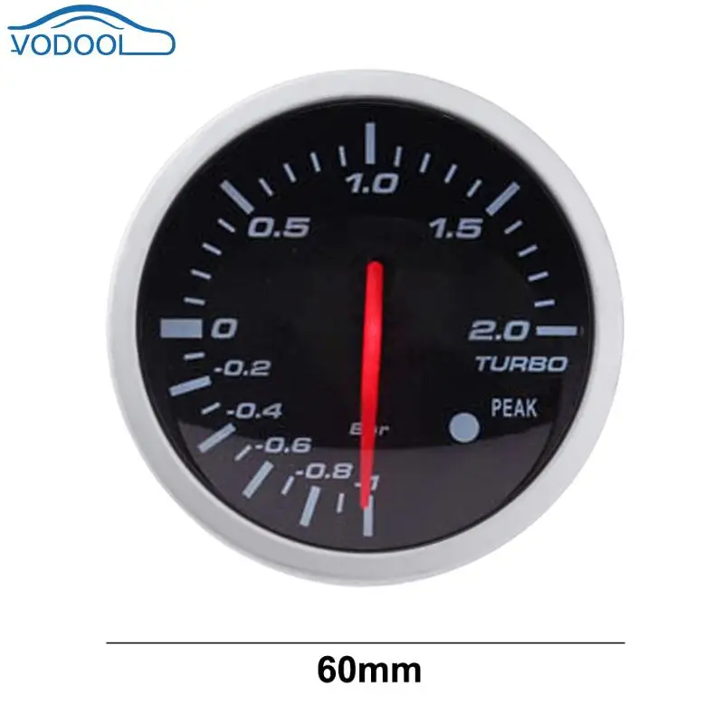 Vodool Универсальный 60 мм 2,5 дюйма гоночный автомобиль турбо Boost Калибр Авто белый красный светильник с датчиком и держателем автомобильный Стайлинг