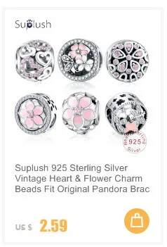 Suplush Аутентичные 925 пробы серебряные разноцветные шармы Бусины Подходят бренд браслет серебряные самодельные Украшения, Аксессуары для женщин
