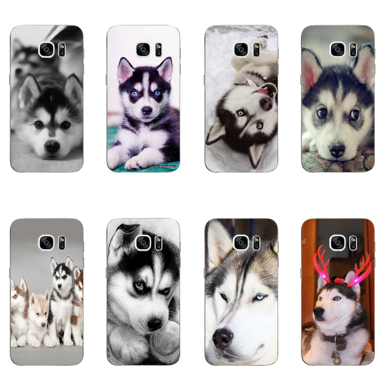 

Phone Case For Samsung Galaxy C5 C7 Shell S4 S6 S7 Edge Plus Back Cover Protection TPU Wacky Husky Design Painted
