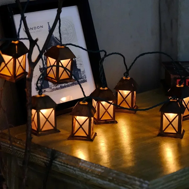 

Novelty Retro 1.5M 10 Mini House 220V Led Fairy String Lights For Party Christmas Bar Home Festival Decor Holiday Lighting