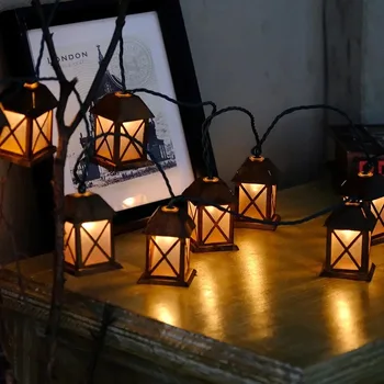 

Novelty Retro 1.5M 10 Mini House 220V Led Fairy String Lights For Party Christmas Bar Home Festival Decor Holiday Lighting