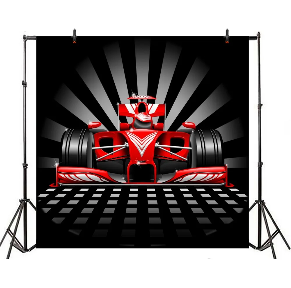 Laeacco Cartoon Cool Racing Car Baby Birthday Party Photography Backgrounds Customized Photographic Backdrops For Photo Studio
