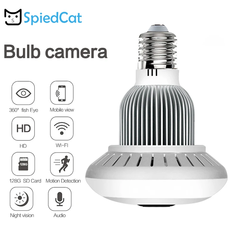 

360 Degree Panoramic Wireless IP FishEye Lens Smart Home 3D VR HD 1.3MP Home Security Surveillance WiFi Mini E27 Bulb Camera