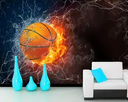 Papel де сравнению Баскетбол вода огонь мяч спорт 3d обои, гостиная диван ТВ стены спальни обои для стен фрески