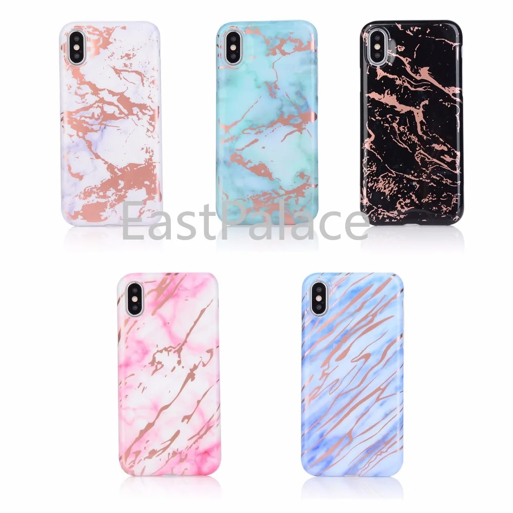 

Gold 3D Cute Marble Case for iphone X XS 8 7 6 6S Plus 6p 7p 8p Case Cool Hologram Glossy Full Wrapped Cover
