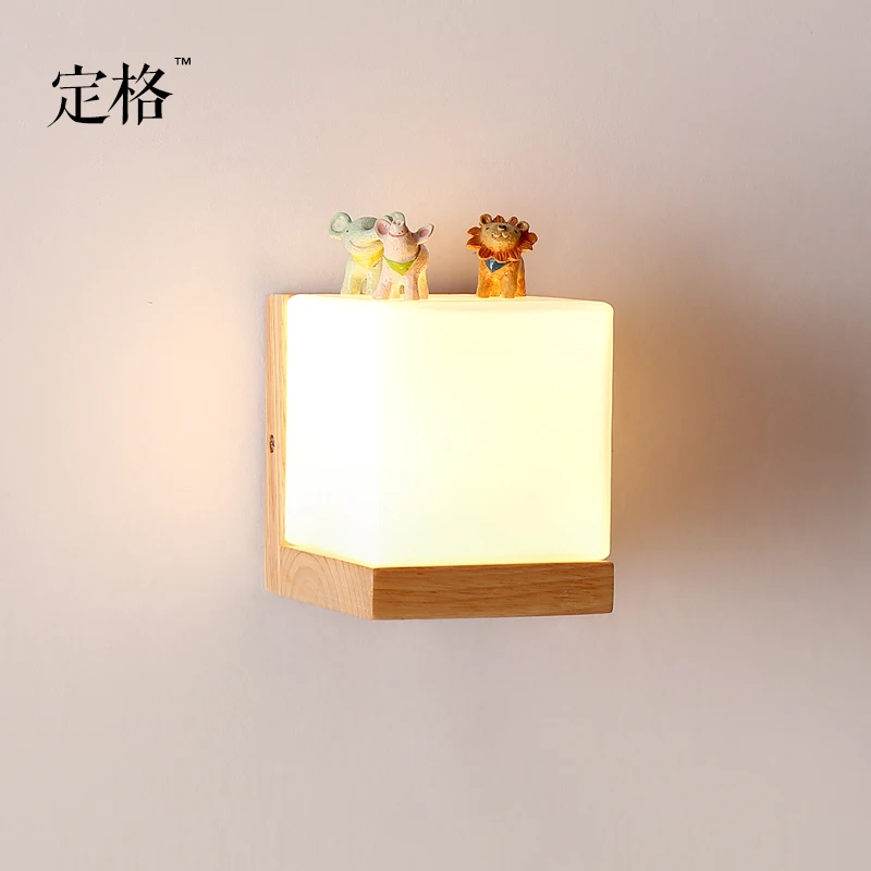 

original wooden square wall Nordic minimalist modern Japanese MUJI style living room bedroom bedside aisle