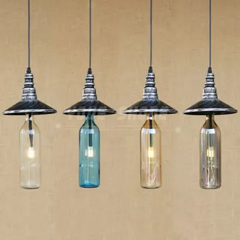 

Iron waterpipe lamp G4 vintage style wine bottle pendant lamp