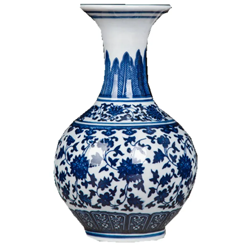 

Jingdezhen Ceramics Antique Blue And White Porcelain Vase Chinese Home Decoration Wine Cabinet Living Room Shelf Decoration 25