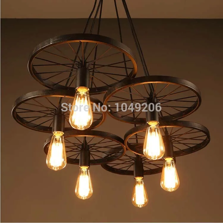 loft black antique wrought iron chandelier lighting e27 110v 220v