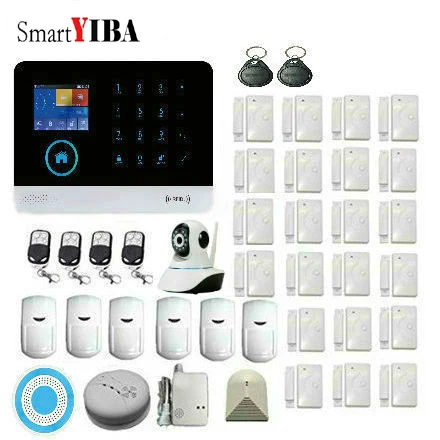 

SmartYIBA Wireless WIFI Window/Door Entry Security Burglar Siren Alarm System,Multi-language/LCD Touch Keyboard GSM Alarm System
