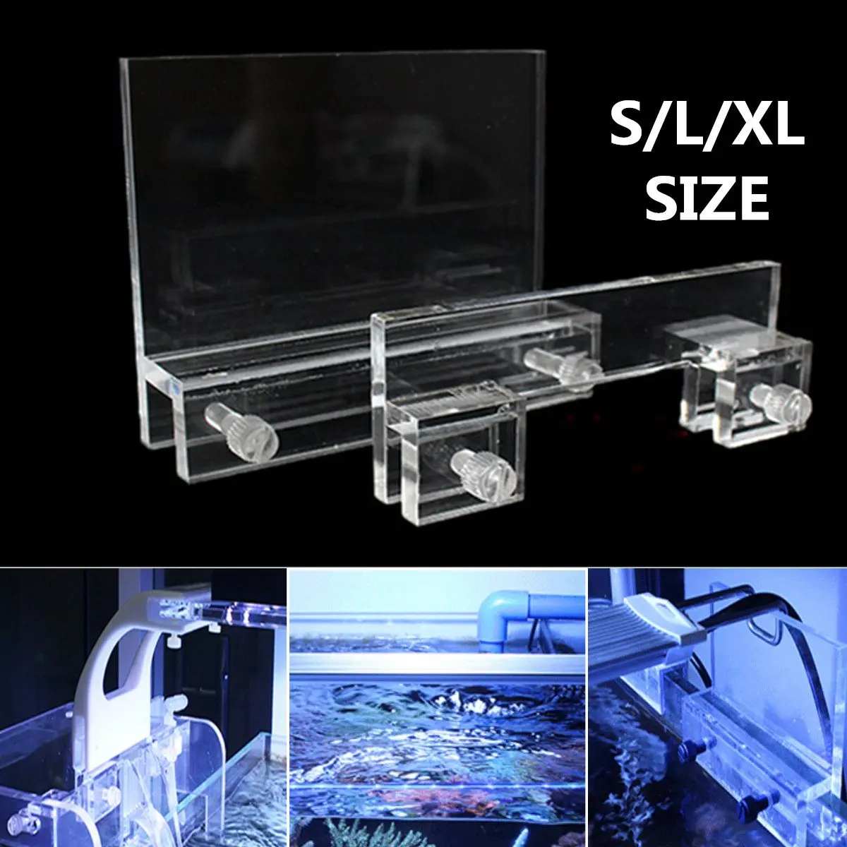 

Aquarium Clear Acrylic Fish Tank LED Light Holder Lamp Fixtures Stands Aquatic Terrarium Fish Tank Lighting Accessories S/L/XL