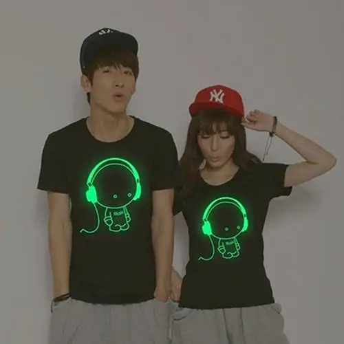 

Fashion Men's Glow in The Dark Luminous Music Cartoon Kid Pattern T-Shirt Tee