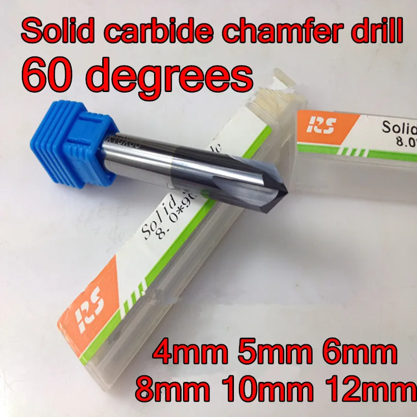

4mm 5mm 6mm 8mm 10mm 12mm 60degrees 4 flutes Solid carbide chamfer drill Chamfering cutter Countersink Drill Free shipping