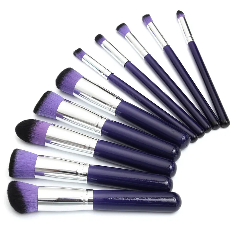 

New 10Pcs Makeup Brushes Set Purple Eyeshadow Powder Blush Foundation Concealer Blending Brush Kit Beauty Cosmetic Tools