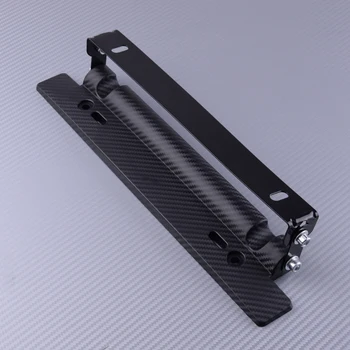 

DWCX Universal Adjustable Front Bumper Car Number License Plate Frame Holder Carbon Fiber Texture Auto Mount Bracket