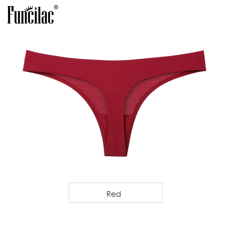 Cotton Women Thongs Sexy Ice Silk G-String Panties Seamless Underwear Ladies Bikini Briefs Girls Lingerie 1 Piece Dropshipping - Цвет: Red