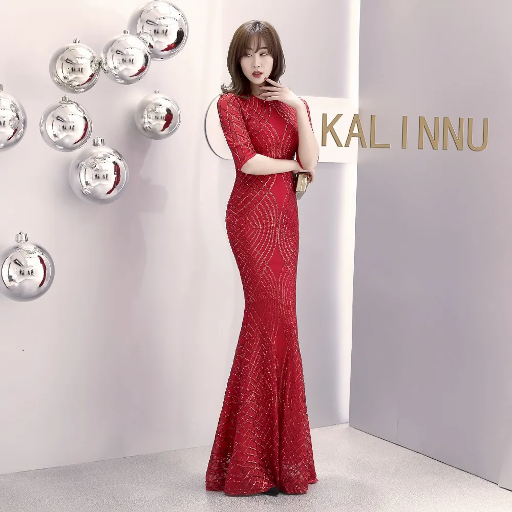 Formal dress Bead Half sleeve stripe Slim TrumpetMermaid Host Club night Long Party Maxi Dress for woman (21)
