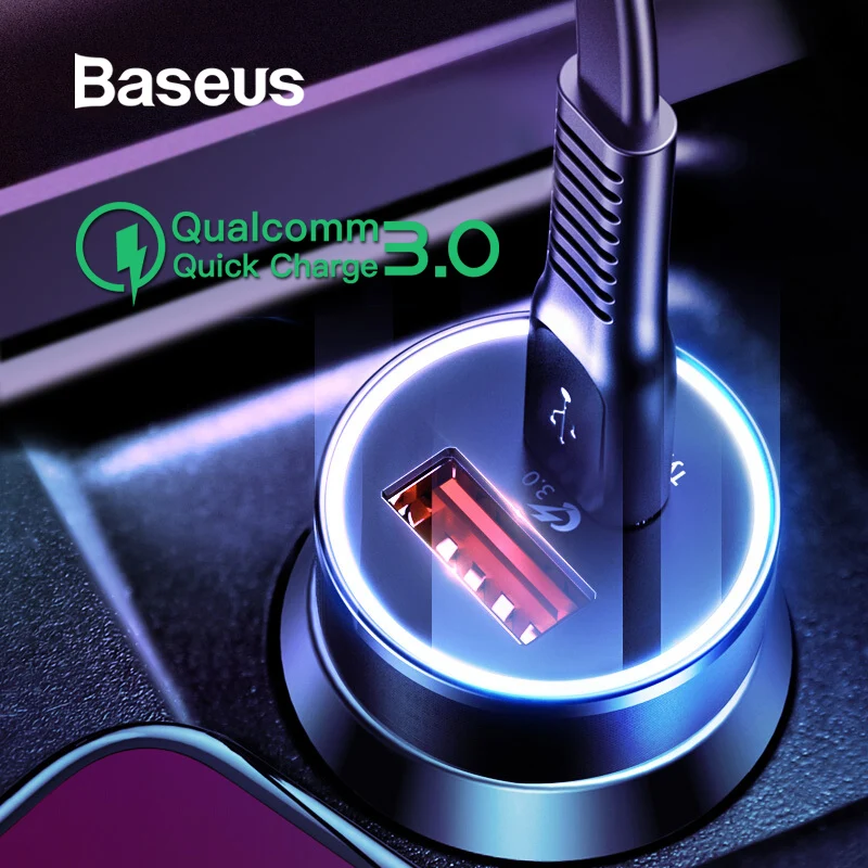 

Baseus 36W Car Charger with Quick Charge 3.0+Type-C PD For iPhone X Xs Max 8 8Plus QC3.0 Dual USB Mobile Phone Charger in car