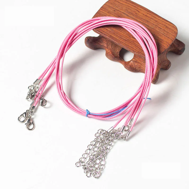 20 штук 45/60 см(регулируется DIY плетеный браслет для мужчин веревка Ожерелья& Подвески Ювелирные замки-карабины для изготовления шнура - Окраска металла: Pink