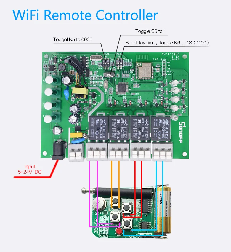 Sonoff 4ch pro-4Gang инчинг/самоблокирующийся/Блокировка 433 МГц RF WiFi беспроводной смарт-переключатель для дома автоматический светильник AC220V& DC5-24V