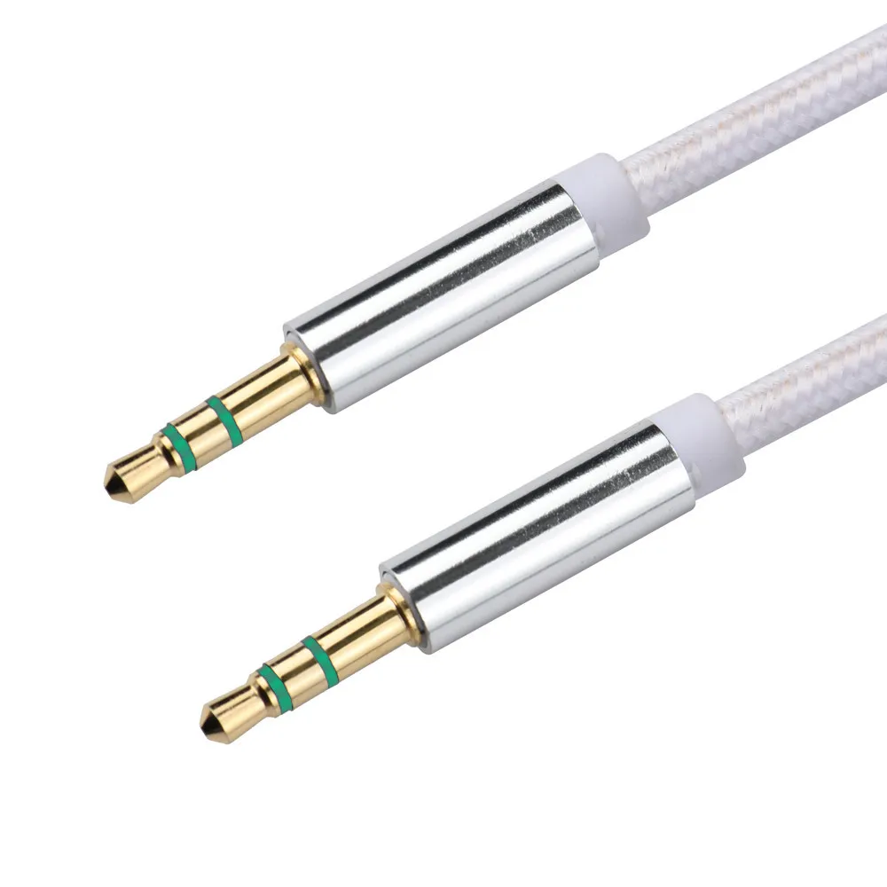 1 m нейлон Jack Audio Cable 3,5 мм до 3,5 мм Aux кабель 2 м 3 м мужчинами Золотая пробка автомобилей Aux Шнур для iphone samsung xiaomi