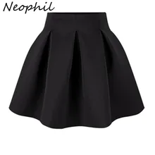 Neophil/ г. Зимнее черно-красное платье с высокой талией размера плюс, плиссированное хлопковое бальное платье, Короткие мини-юбки школьная рабочая одежда для девочек, S0907