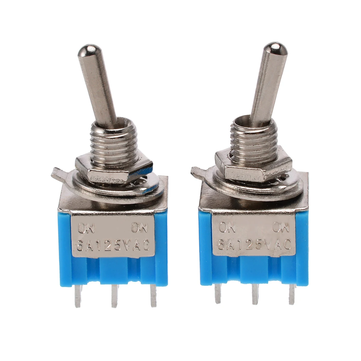 10pcs DPDT Toggle Miniature Electrical Switches New MTS-202 6-Pin DPDT ON-ON 6A 125V AC Mini Blue Toggle Switch 2 Position