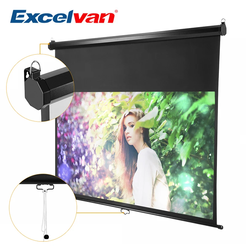 

Excelvan 100 inch Diagonal 16:9 Ratio 1.2 Gain Manual Pull Down Projection Projector Screen Suitable For 1080P DTV/Sports/Movie