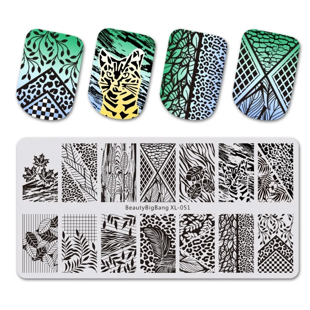 51 BeautyBigBang 6*12cm Nail Stamping Plates Square Flower Butterfly Grid Image Stamping For Nails Template Nail Art BBB XL-042 - Цвет: 51