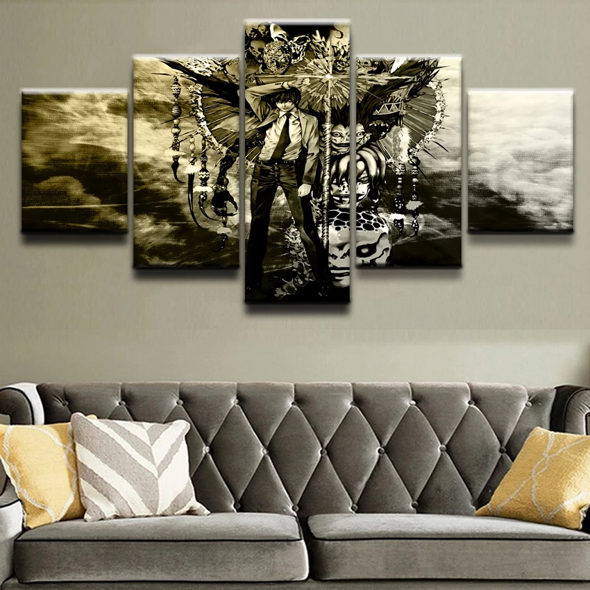 

5 Panel Animation Death Note Painting Canvas Wall Art Picture Home Decorative Living Room Canvas Printed Modern Painting