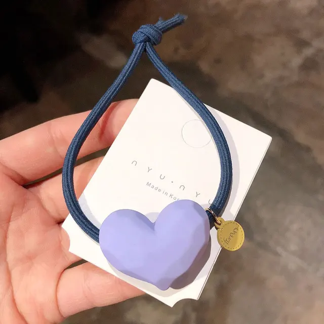 Ruoshui Heart Scrunchies For Woman Girls Hair Ties Sweet Lovely Hair Accessories Elastic Hairband Ornament Hair Gum Girl Holders purple