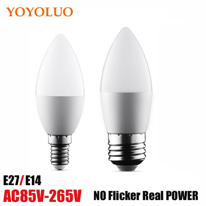 

LED Candle Bulb E14 LED Candle Lamp E27 low-Carbon life SMD2835 AC85V-240V Warm White/White Energy Saving Free shipping YL68